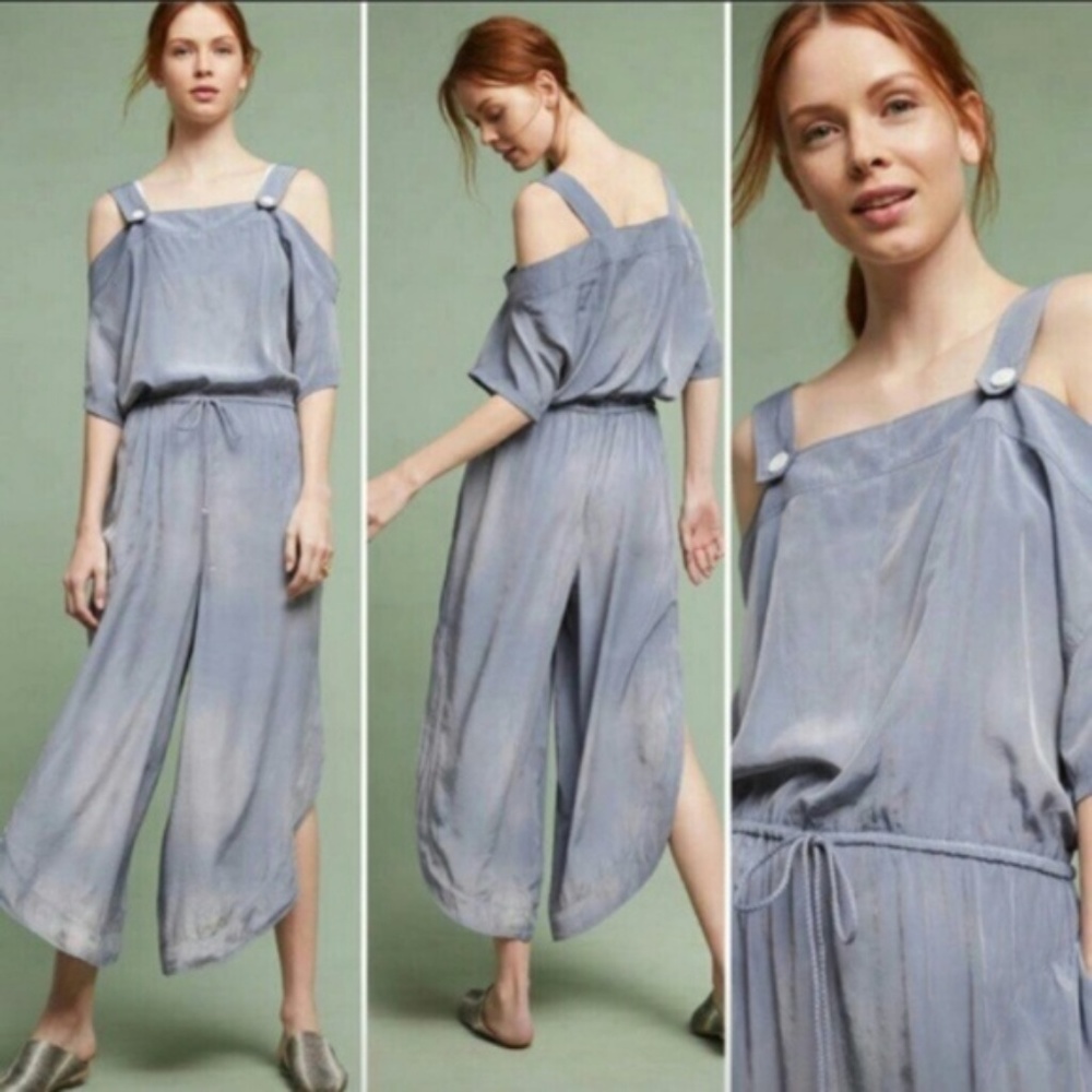 Anthropologie Silky Pale Blue Jumpsuit - M